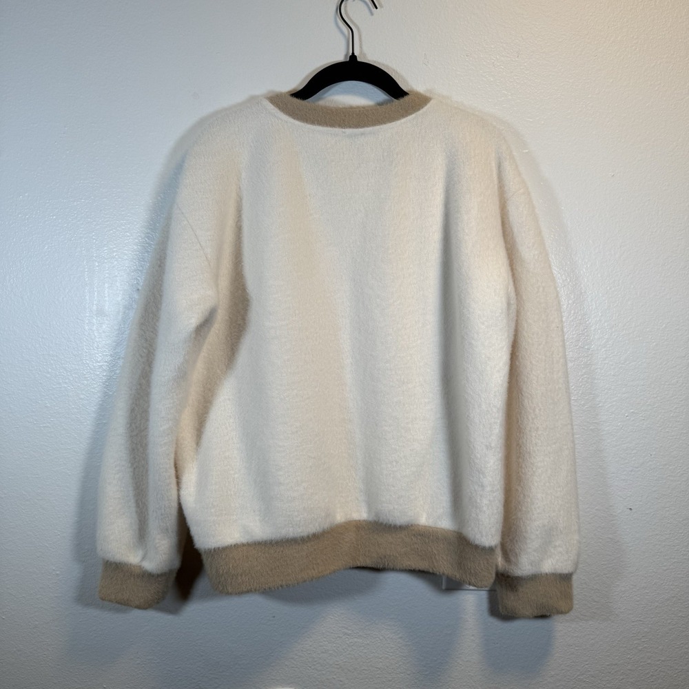 Maeve Anthropologie Ringer Sweater Ivory Cozy Oversized XS - Picture 2 of 8